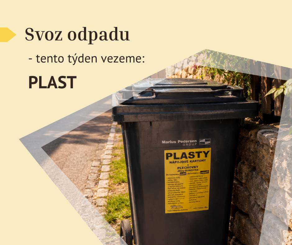 🟡 Ve středu 3. června 2026 proběhne v obci Pátek svoz tříděného odpadu - PLASTŮ - od jednotlivých nemovitostí.