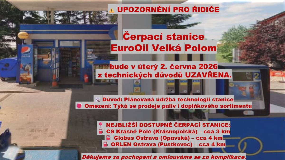 UPOZORNĚNÍ PRO ŘIDIČE
