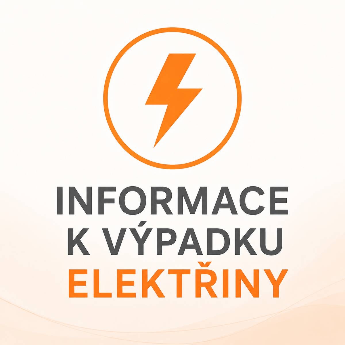 Vážení občané, aktuální výpadek elektrické energie je způsoben poruchou na vedení vysokého napětí. Společnost ČEZ Distribuce na odstranění poruchy pracuje. V tuto chvíli bohužel nemáme informaci, kdy bude dodávka elektřiny obnovena. Děkujeme za pochopení.