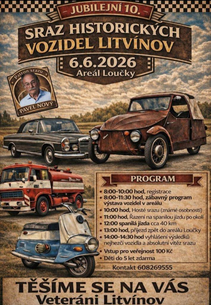 dne 6.6. 2026 projede naší obcí SPANILÁ JÍZDA HISTORICKÝCH VOZIDEL
