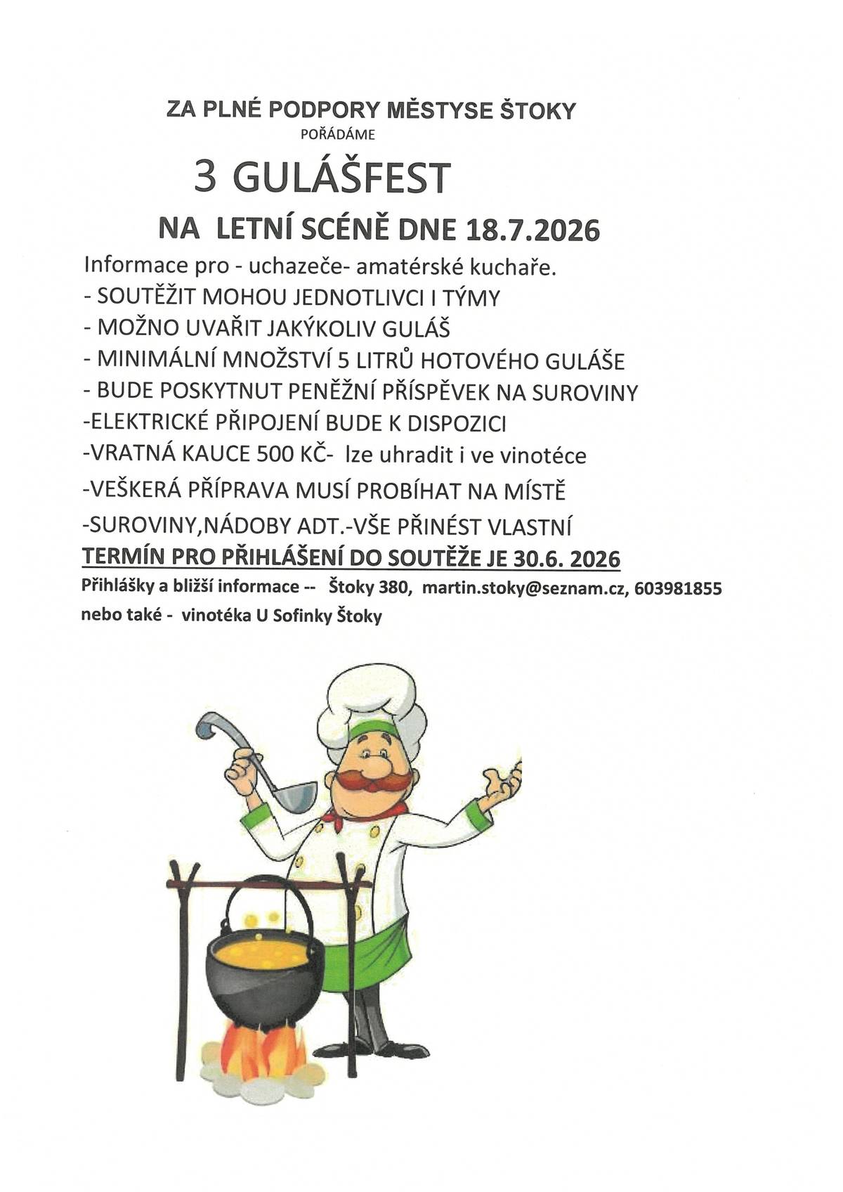 Gulášfest Štoky - 18.7.2026 - podrobnosti k podmínkám soutěže