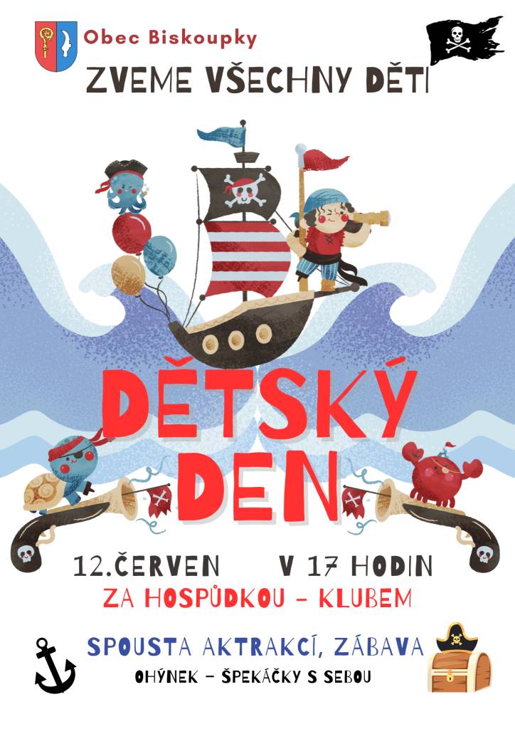 Zveme všechny děti a jejich rodiče, prarodiče, tety a strejdy na oslavu dne dětí - pátek 12.6. v 17h. Za hospůdkou/klubem - připraveny atrakce, zábava, občerstvení. Špekáčky si vezměte s sebou, bude posezení u ohýnku. Těšíme se na vás.