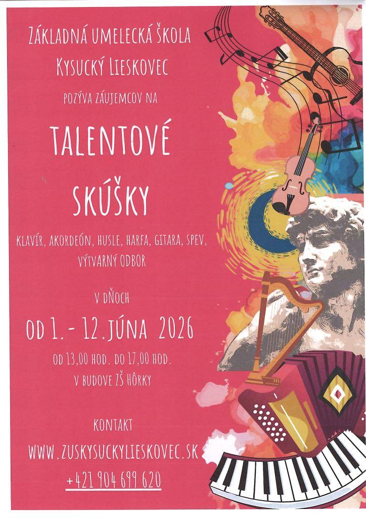 od 01.06.2026 do 12.06.2026 v čase od 13.00 hod do 17.00 hod v budove ZŠ Hôrky