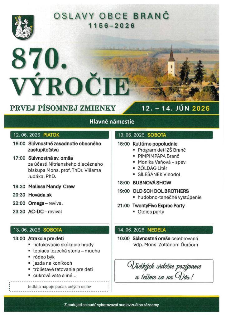 POZVÁNKA – OBECNÉ DNI V BRANČI
