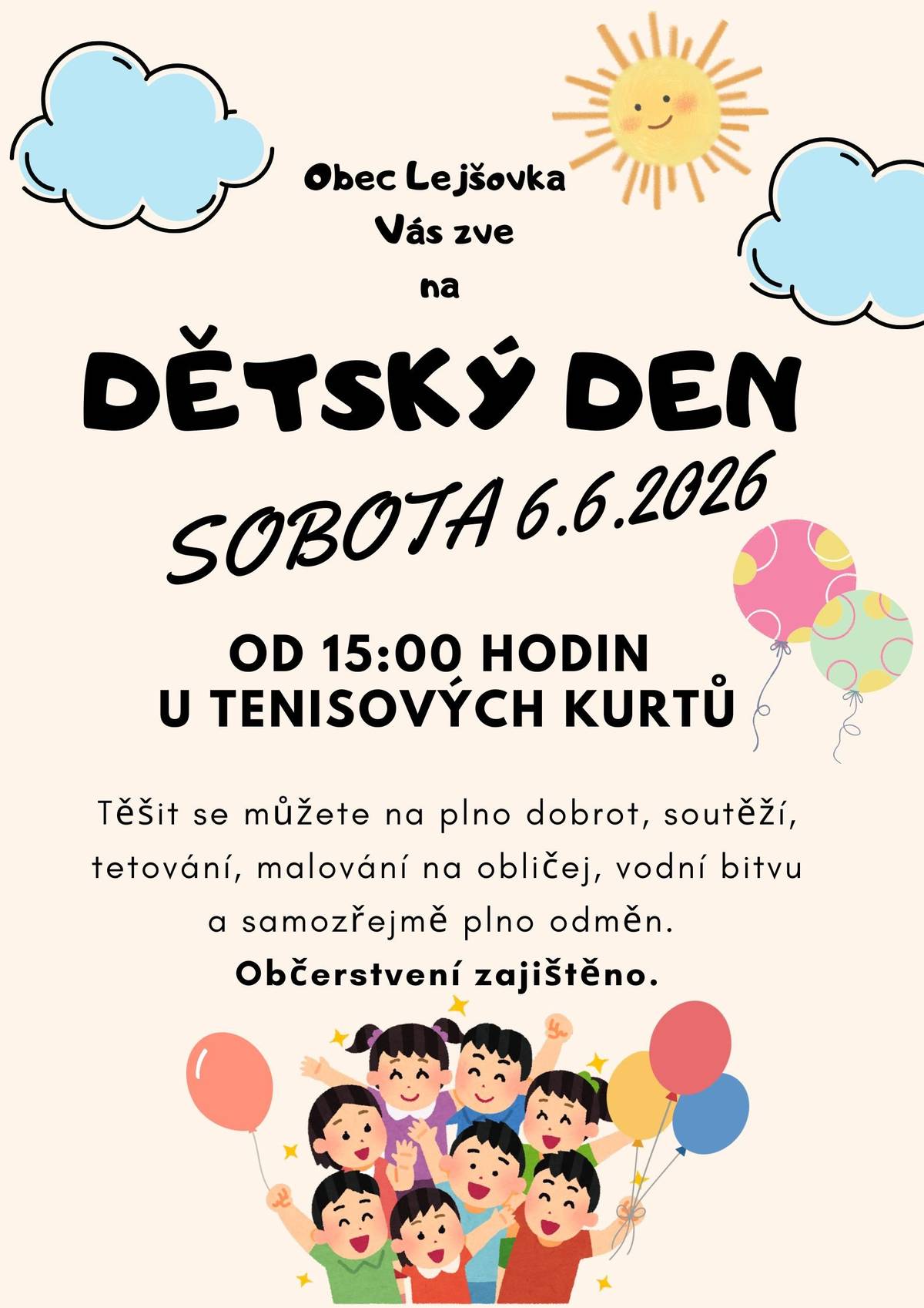Srdečně zveme všechny děti i rodiče na dětský de