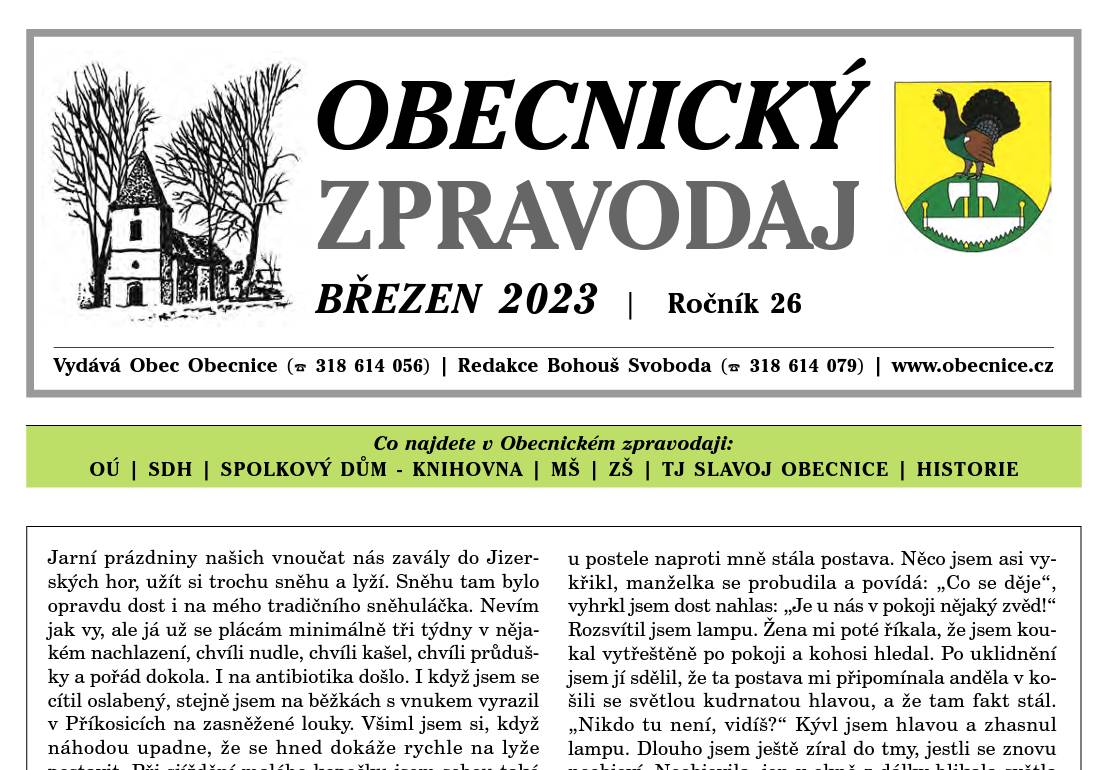 Obecnický zpravodaj – Březen 2023