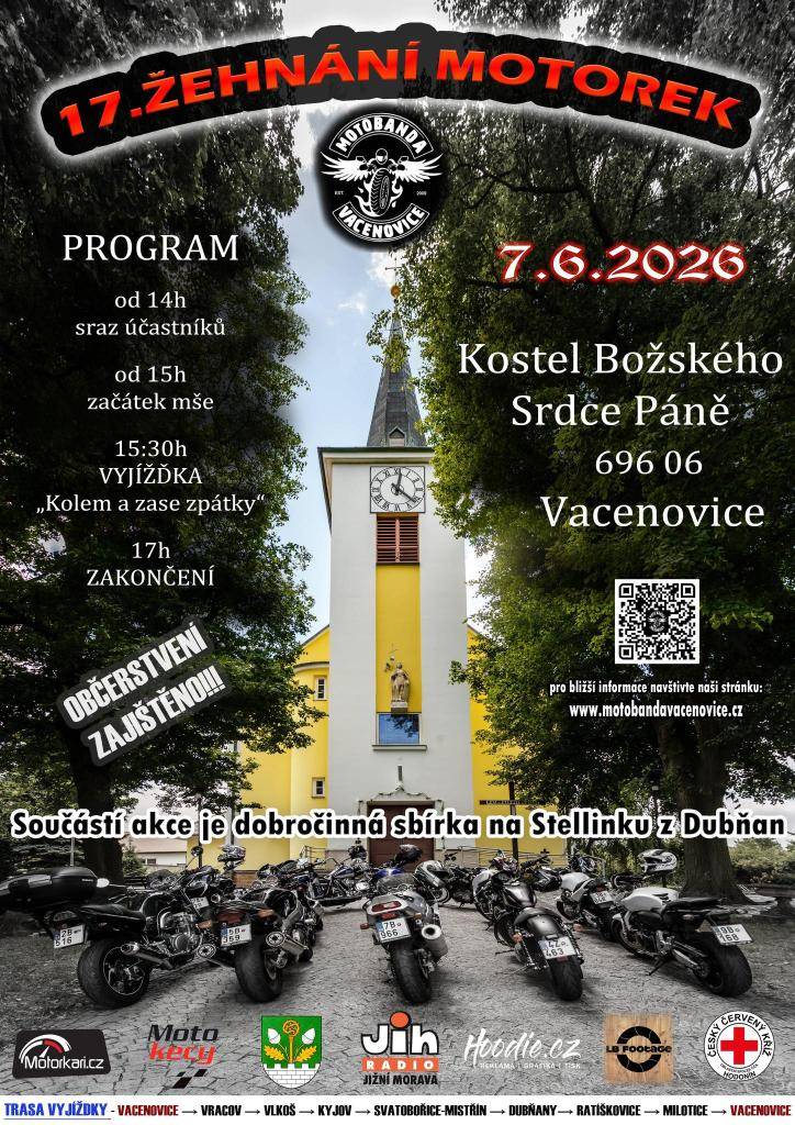 Akce se koná v neděli 7.6.2026 od 14 h u kostela Božského Srdce Páně ve Vacenovicích.