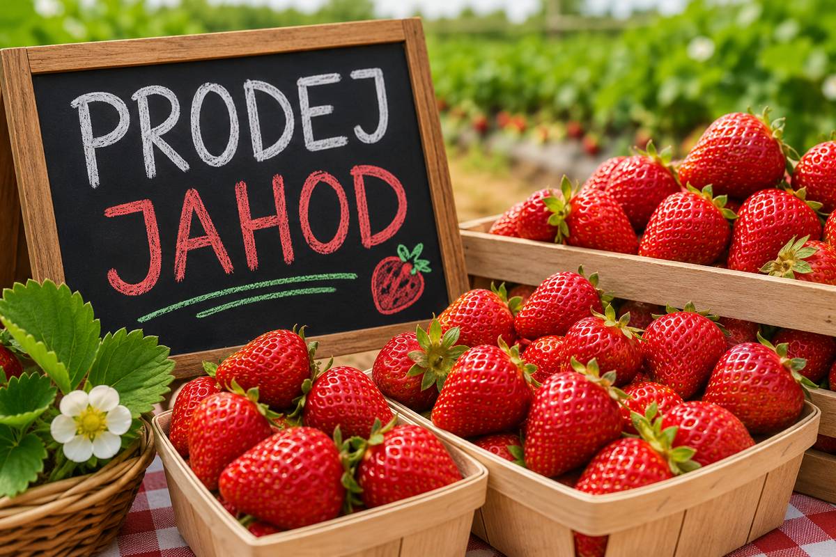 Dne 2. 6. 2026 proběhne prodej českých jahod na parkovišti u OÚ v čase od 11:10 do 11:30. Košík 2-2,3 kg za 230 Kč a záloha na košík 20 Kč.