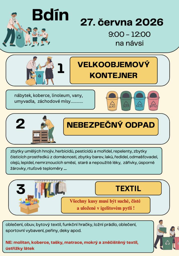 Velkoobjemový kontejner, textil, nebezpečný odpad