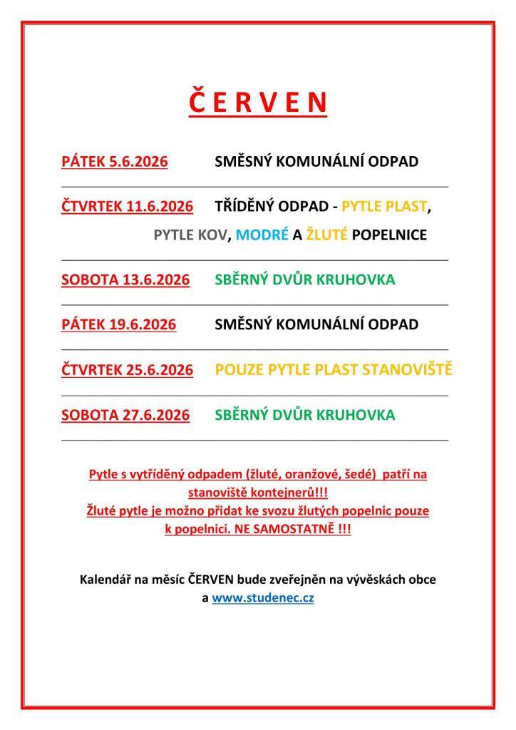 termíny svozů
