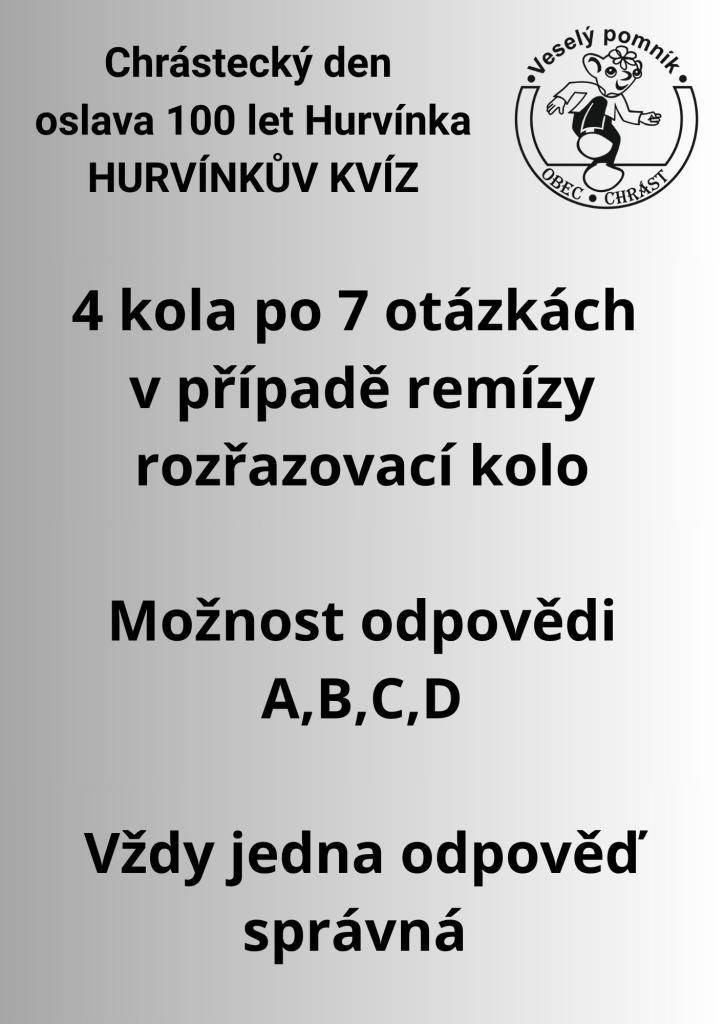 Děkujeme všem, kteří si přišli užít sobotní Chrástecký den.  Jak jsme slíbili, zveřejňujeme Hurvínkův kvíz včetně správných odpovědí.    Otázky a odpovědi najdete níže.