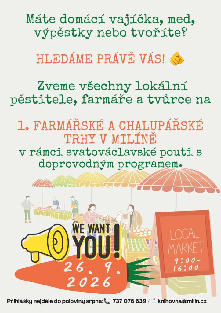 Nabídněte své produkty na 1. Farmářských trzích v Milíně!