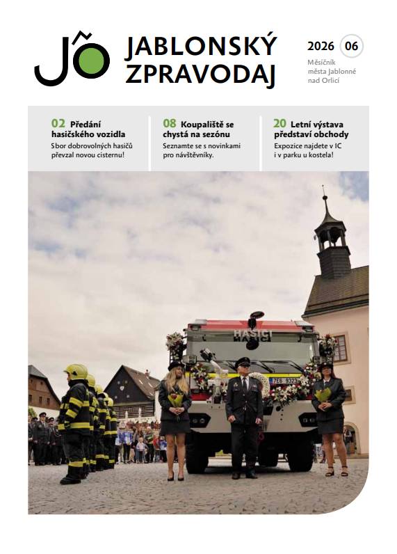 Červnový Jablonský zpravodaj je v prodeji... Věnuje se předání nové Tatry Sboru dobrovolných hasičů, monituruje postup investičních akcí, informuje o novinkách na koupališti a o novém rezervačním systému sportovišť. Pozornost je věnována dopravě v místě křižovatky náměstí/Slezská ulice. Škola rekapituluje dění v uplynulém období, knihovna představuje humoristické prózy ve svém knihovním fondu. Kulturní rubrika zve na široké spektrum pořadů. Rubrika Historie mapuje řemeslníky v blízkosti náměstí. O sportovních akcích a výsledcích informuje fotbalový oddíl, oddíl karate i atleti. Příjemné čtení přejeme...