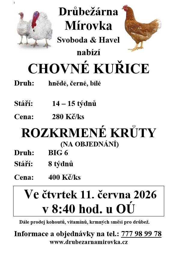 Prodej proběhne ve čtvrtek 11. června 2026 v 8,40 hodin.