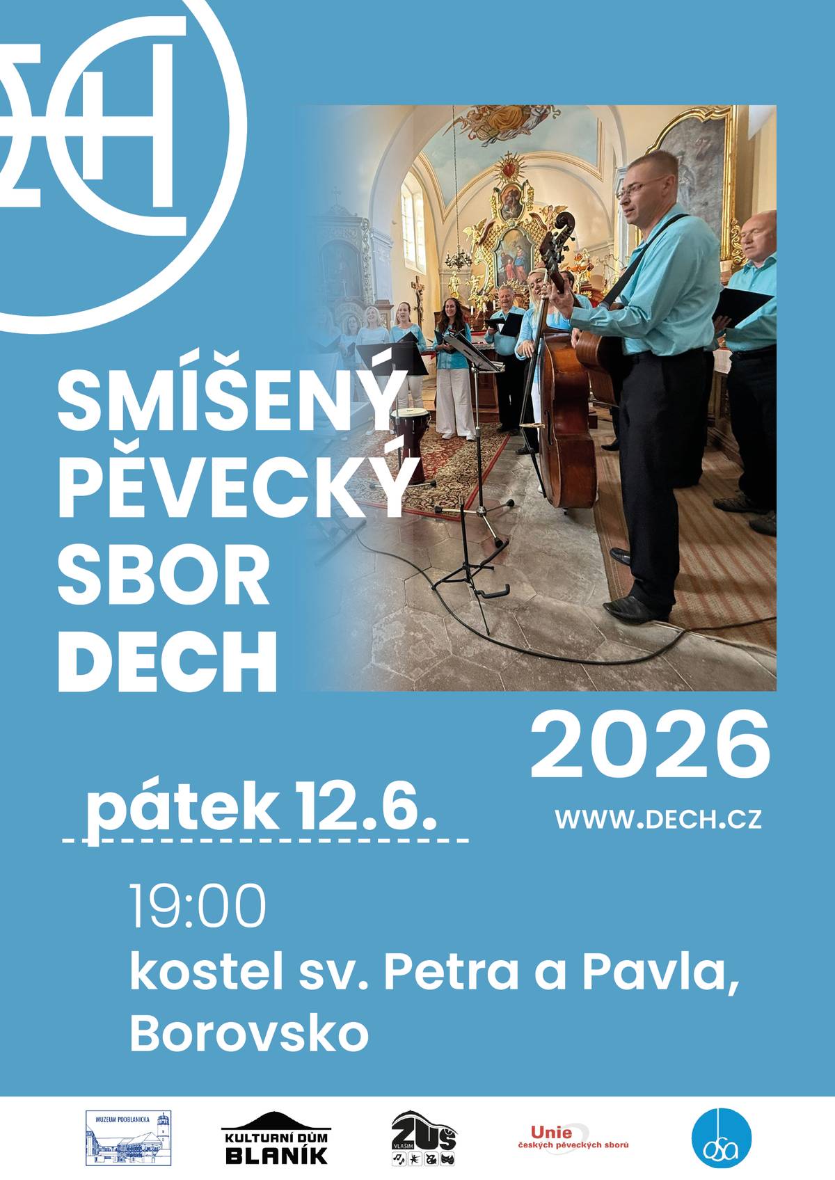 Spolek přátel Borovska vás srdečně zve na koncert dechového orchestru Dech, který se uskuteční v pátek 12. 6. 2026 od 19:00 hodin v kostele sv. Petra a Pavla v Borovsku. Přijďte prožít příjemný večer plný skvělé hudby v jedinečné atmosféře historického chrámu, setkat se se sousedy a podpořit místní kulturní život. Všichni jste srdečně vítáni! Vstupenky v prodeji na místě, cena 200 Kč.