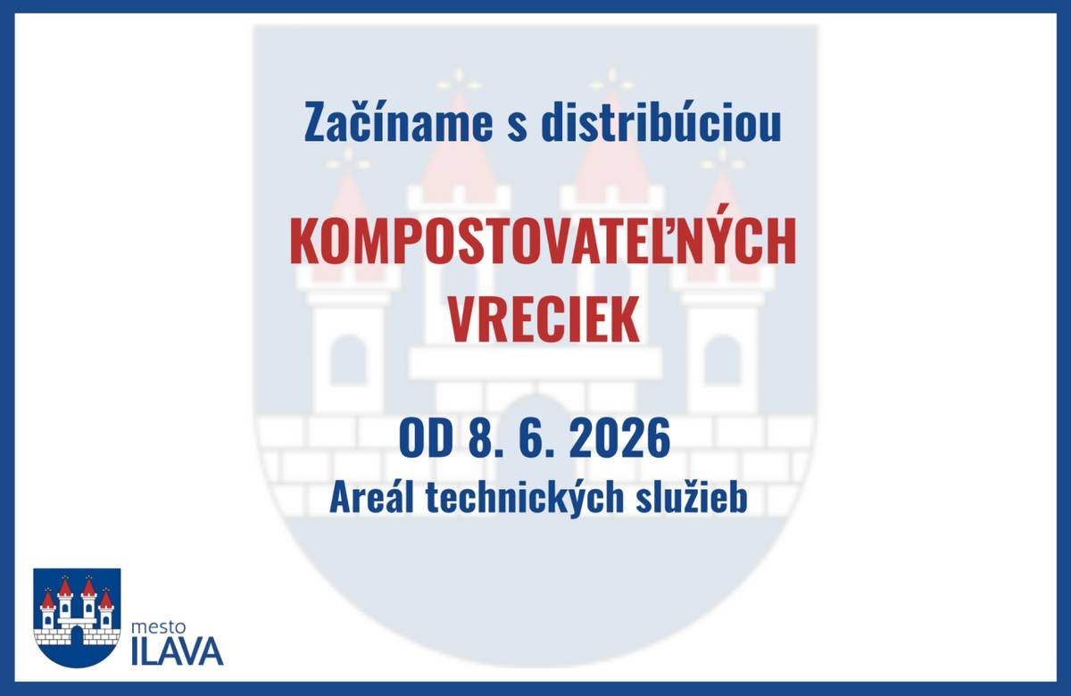 Mesto Ilava zabezpečilo pre domácnosti v bytových domoch kompostovateľné vrecká na zber kuchynského biologicky rozložiteľného odpadu. Ich distribúcia sa začne v pondelok 8. júna.