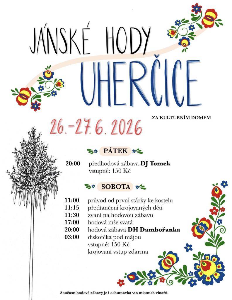 Jánské hody  v Uherčicích se budou konat 26.-27.6.2026