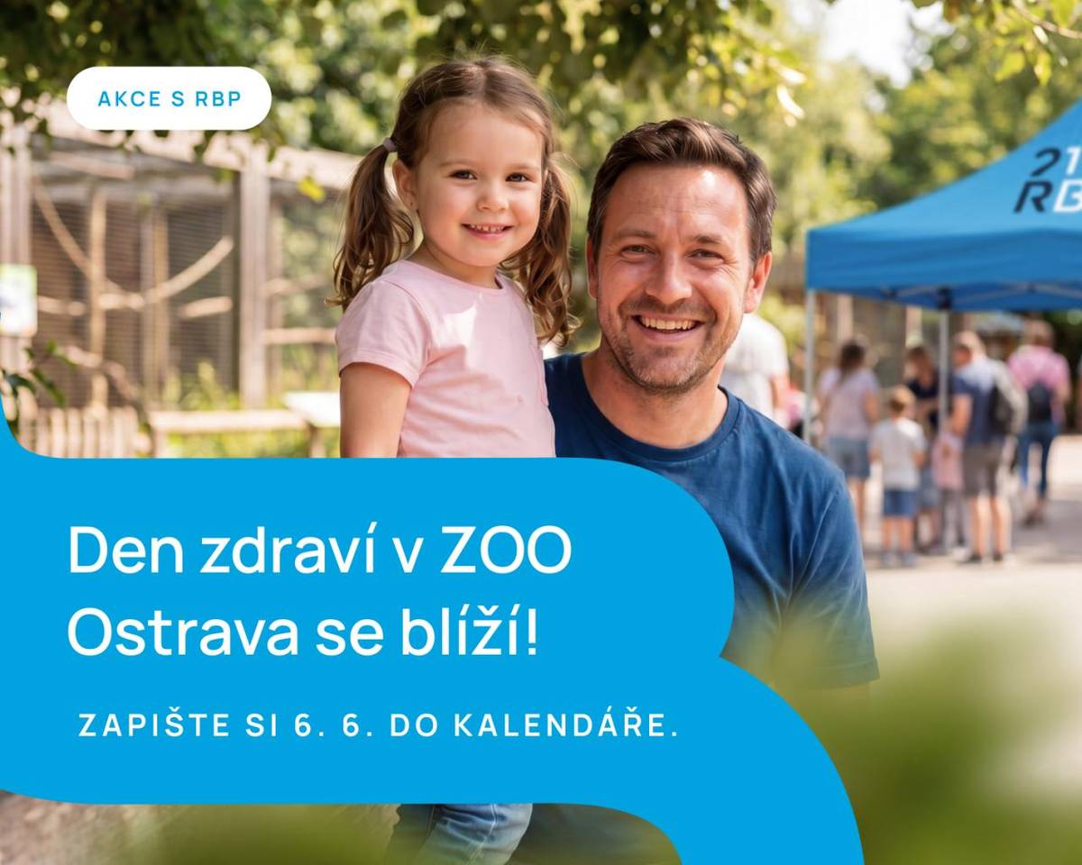 Oblíbený Den zdraví s RBP je opět tady – a vy u toho nesmíte chybět.    Datum a čas: sobota 6. června 2026 | 9:00 - 17:00 hod.  Místo: ZOO Ostrava    Vstup ZDARMA pro všechny pojištěnce RBP i nově registrované!