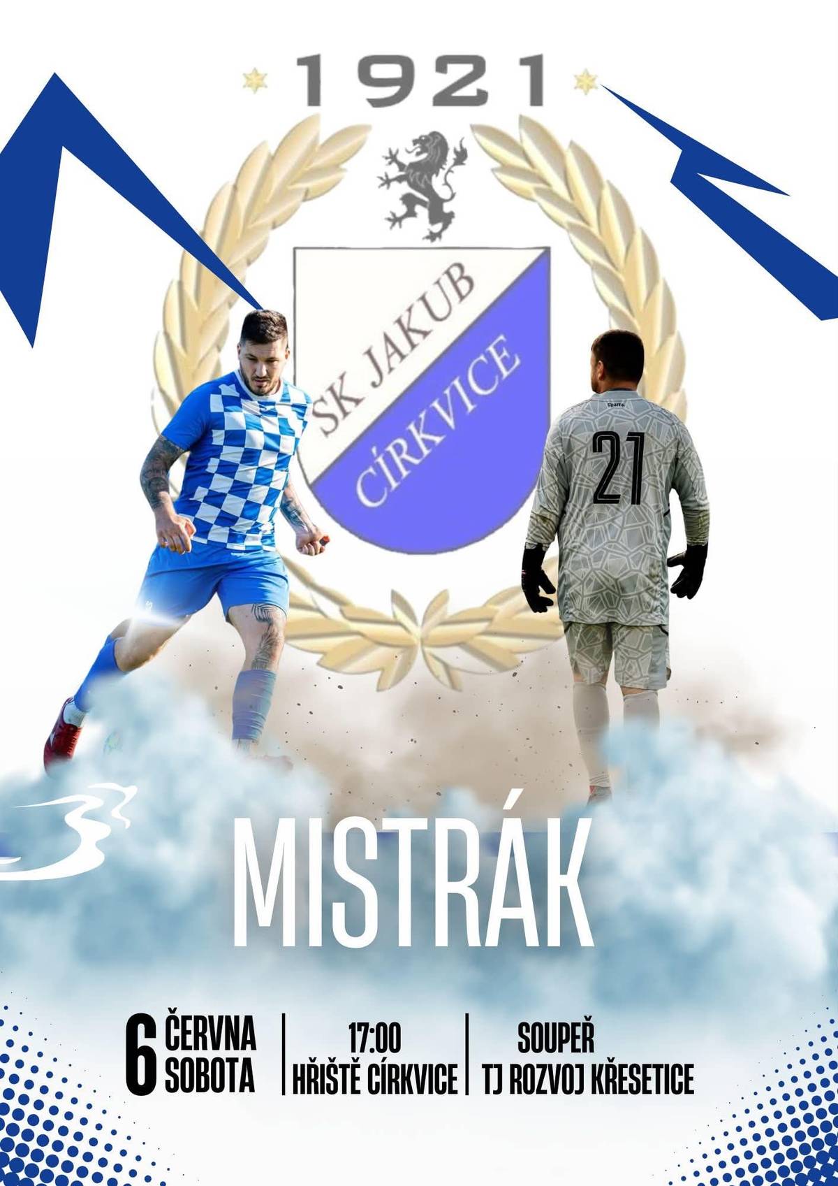 SK Církvice zve na mistrovské utkání SK Církvice - Křesetice 6. 6. 2026 od 17hodi