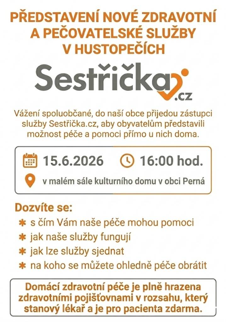 Představení nové zdravotní a pečovatelské služby občanům.