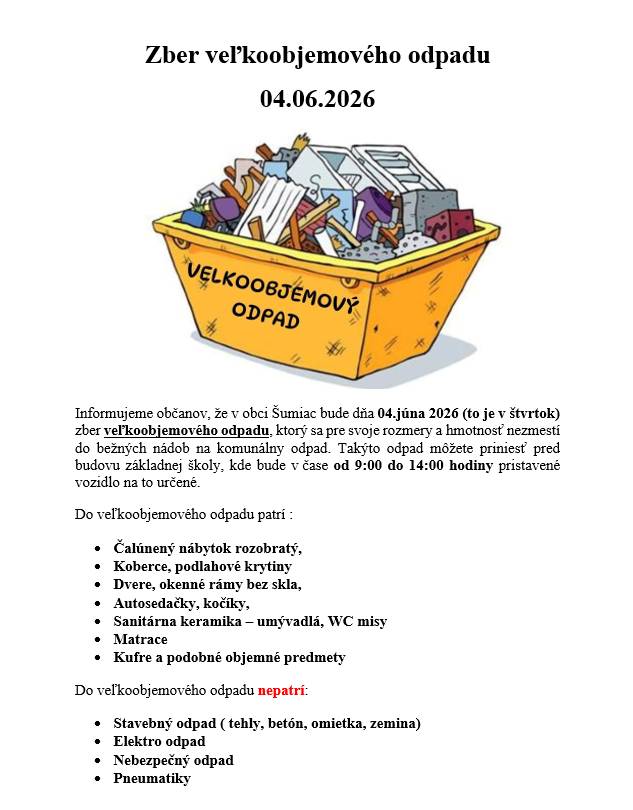 v štvrtok 04.06.2026  v čase od 9:00 do 14:00 hodiny   pred budovou základnej školy