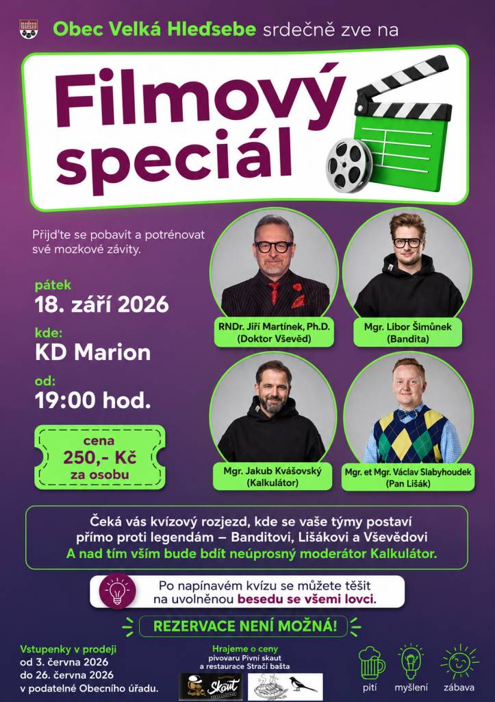 18. září 2026 od 19 hodin v KD Marion.  Vstupenky v předprodeji od 3.6.2026, rezervace není možná!