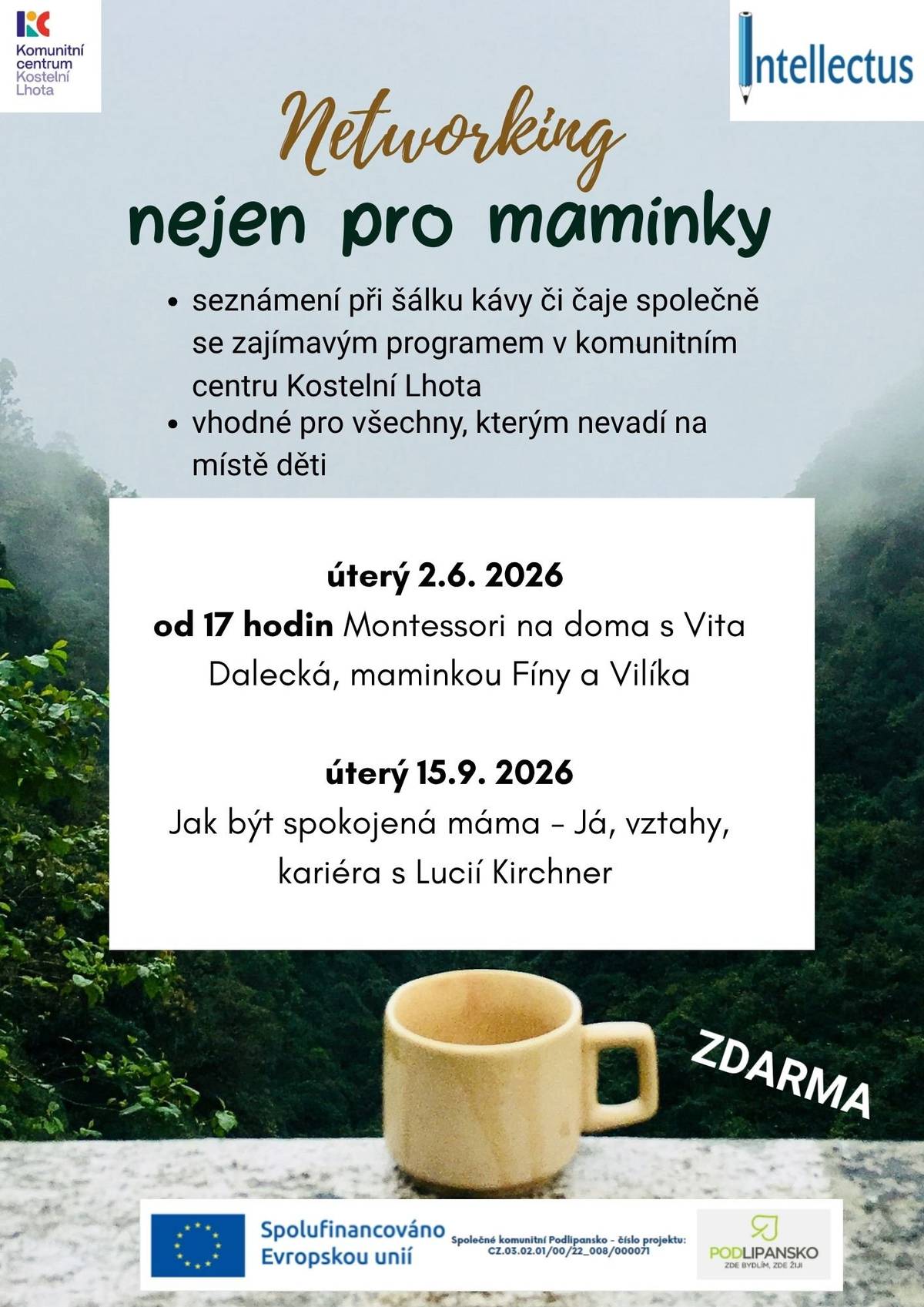 Přijďte zítra, v úterý 2. 6. v 17:00, do Komunitního centra na setkání nejen pro maminky. Hostem bude Vita Dalecká s tématem Montessori na doma. Co se dozvíte? 👉 Jak upravit domov, aby motivoval děti k samostatnosti. 👉 Které pomůcky (ne)kupovat pro věk 0–6 let. 👉 Tipy na rychlé rozvíjející aktivity. 👶 Děti jsou vítány s vámi. 💰 Vstup je ZDARMA. Těšíme se na vás! ❤️