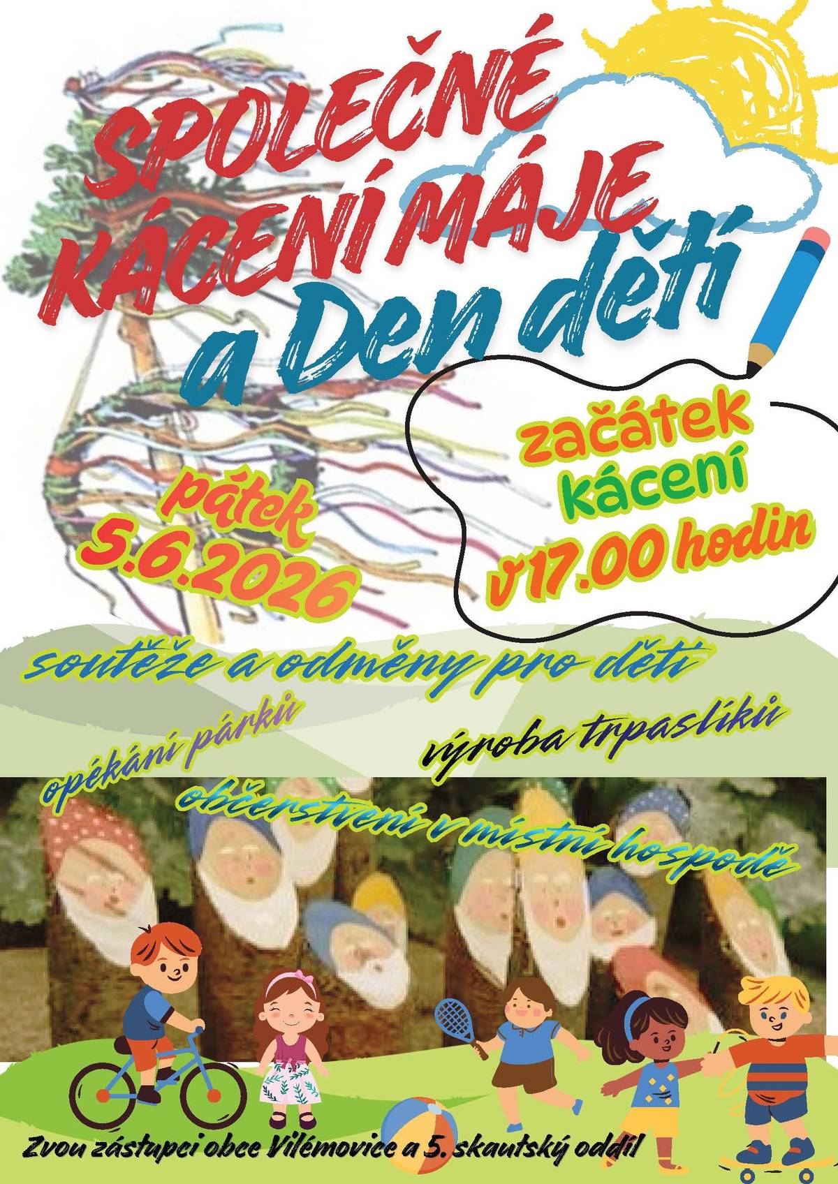 Společné kácení máje a Den dětí