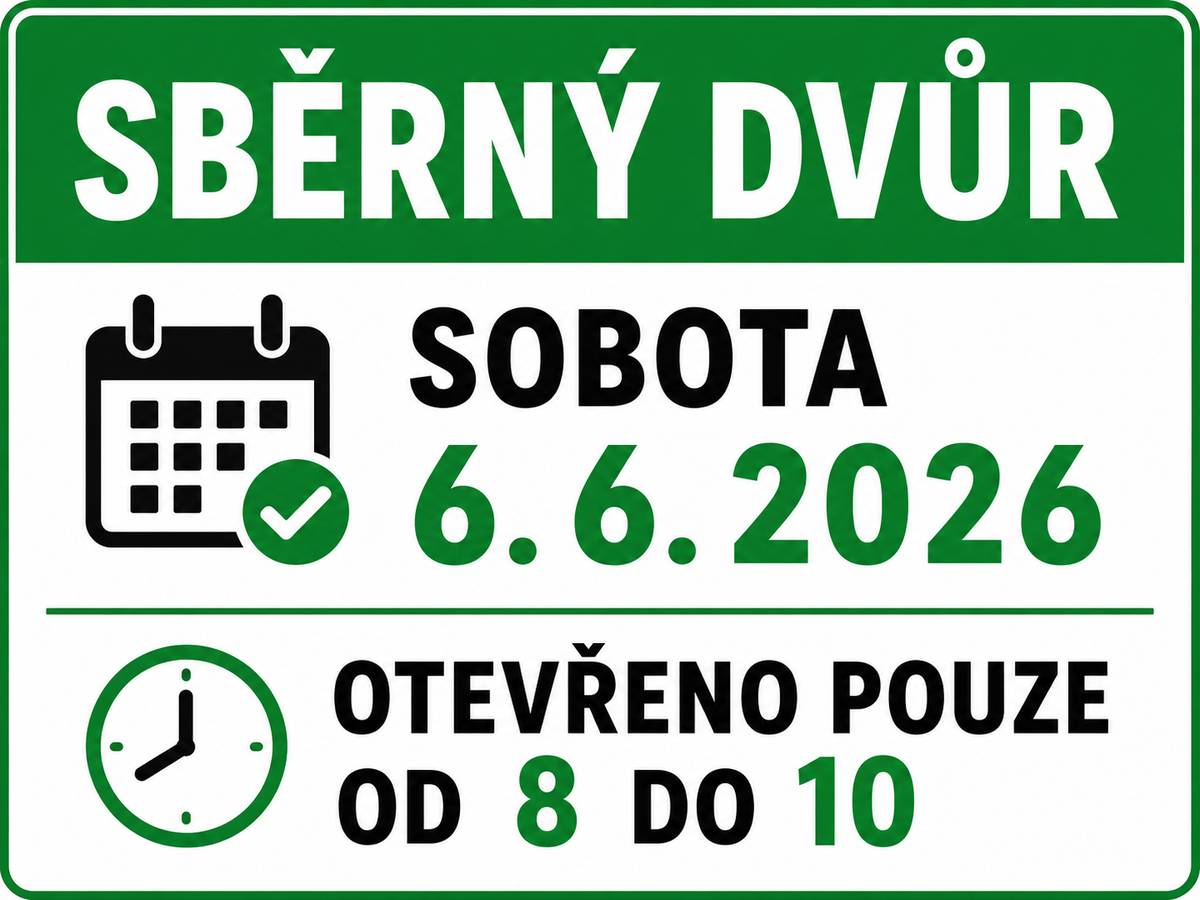 Z důvodu konání akce Veteránský okruh 2026 a s tím související orientační jízdy historických vozidel, bude v sobotu 6. června 2026 sběrný dvůr v Bakově nad Jizerou otevřen pouze v čase od 8:00 do 10:00 hodin. Děkujeme za pochopení.