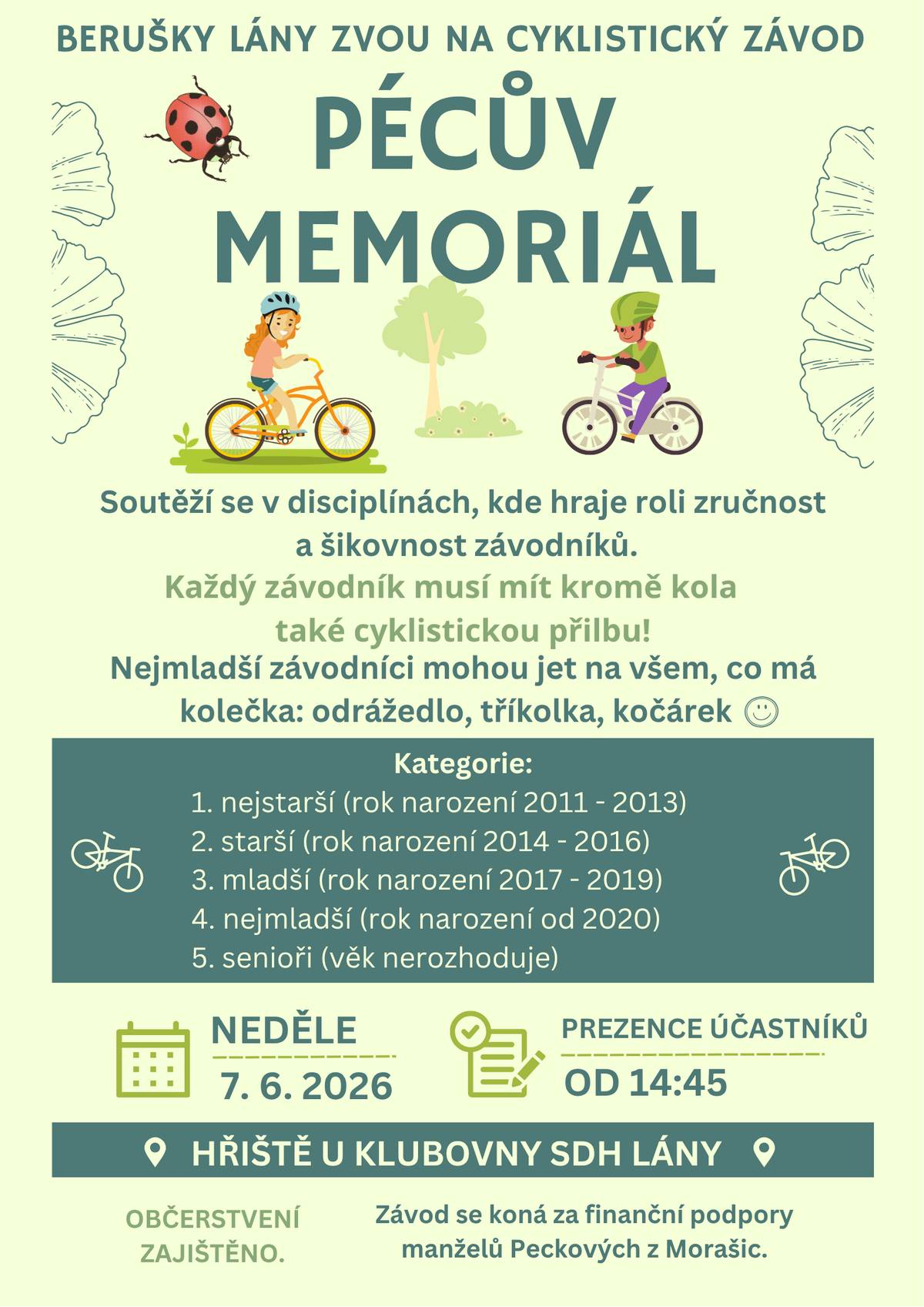 Pozvánka na PÉCŮV MEMORIÁL tuto neděli 7. 6. 2026 od 14:45 hodi