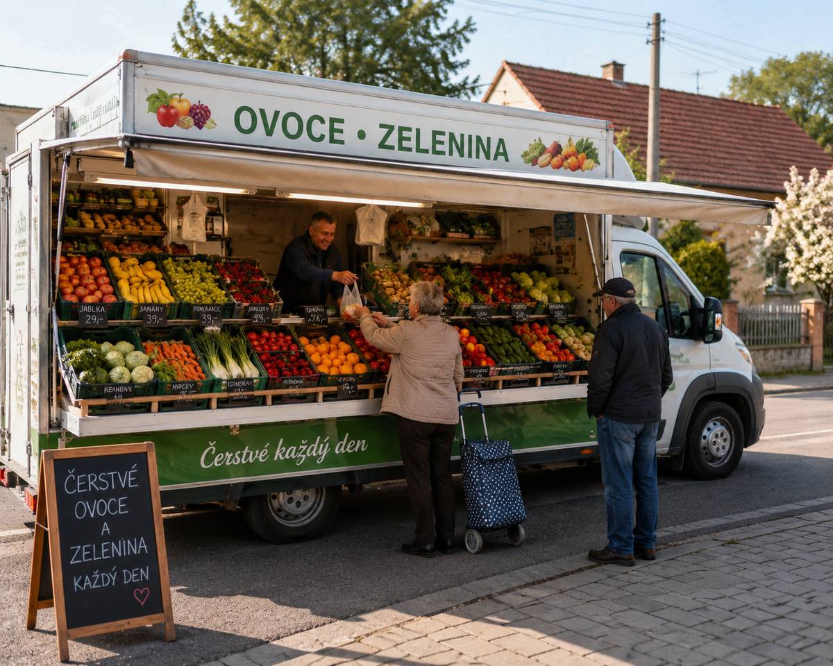 Informace pro všechny Pojízdná prodejna ovoce a zeleniny přijede zítra v úterý 2.6.2026 v 13:30 hod. před obecní úřad a nabízí k prodeji jahody a meruňky 79 Kč za kg, ranné brambory 24 Kč za kg, jablka 15 Kč za kg a další.  Prodejce se v obci zdrží dle počtu zájemců a poté odjíždí. -JW-