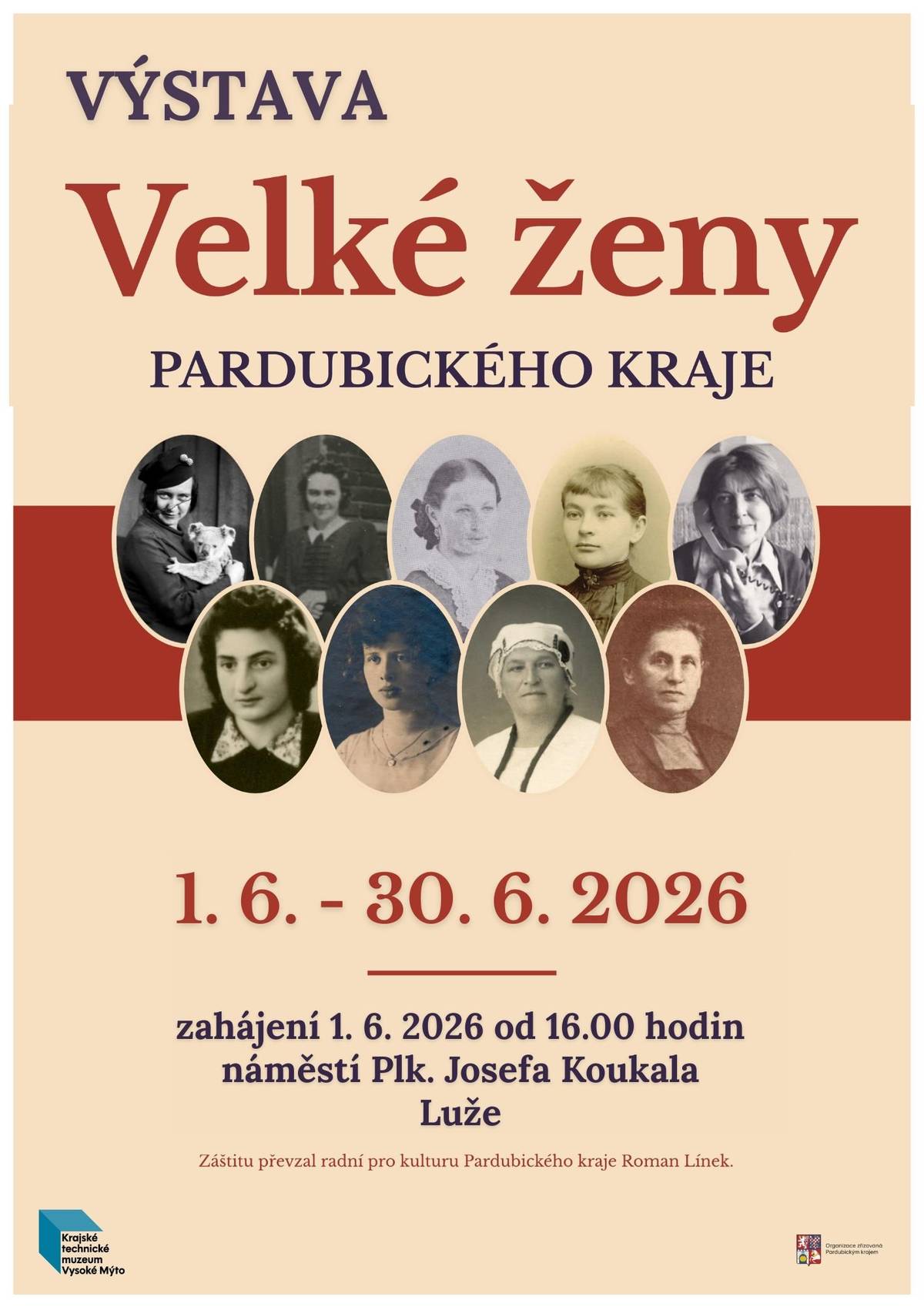 Výstava 🌸Velké ženy Pardubického kraje 🌸 1. 6. 2026 - 30. 6. 2026 Od 1. 6. bude na náměstí Plk. J. Koukala v Luži k vidění panelová výstava Velké ženy Pardubického kraje. Ta představí celkem jedenáct medailonků významných žen, které žily a působily na území kraje v 19. a 20. století.