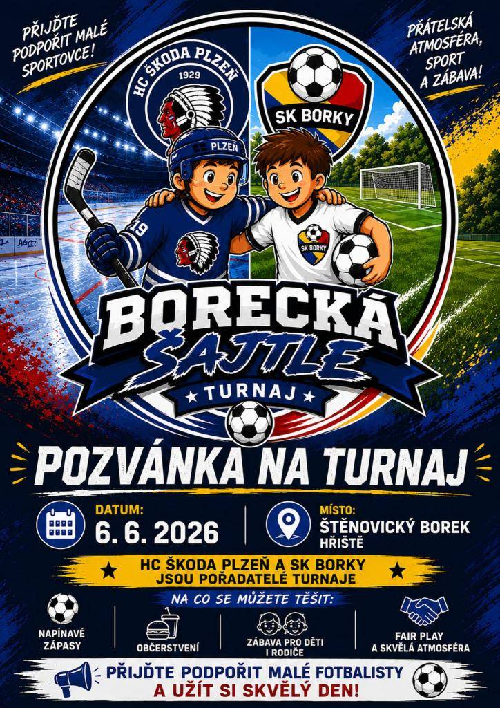 Přijďte podpořit malé fotbalisty na borecké hřiště v sobotu 6. června od 13:00.
