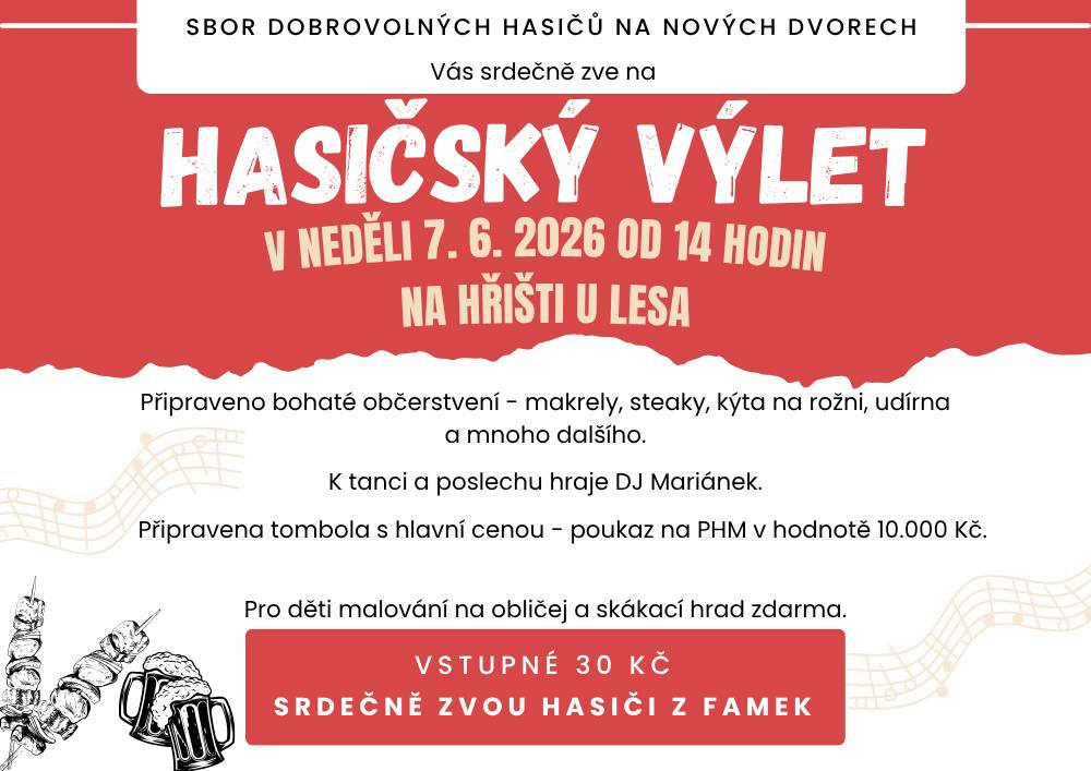 v neděli 7. června 2026 od 14:00  Místo: hřiště U lesa, Nové Dvory