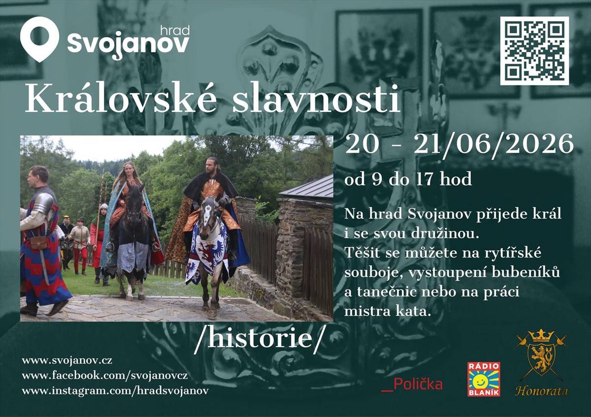 20.- 21. 6. 2026  Na hrad Svojanov přijede i král se svojí družinou.       (Kultura / Hrad Svojanov)