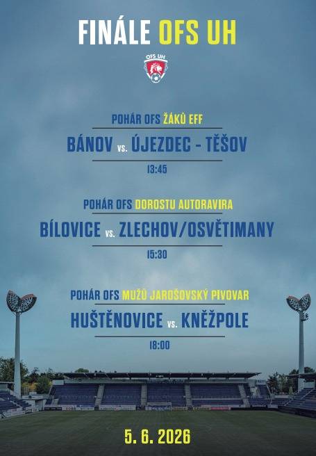 V pátek 5. června 2026 se na fotbalovém hřišti v Uherském Hradišti uskuteční finálové utkání v rámci Poháru OFS dorostu.