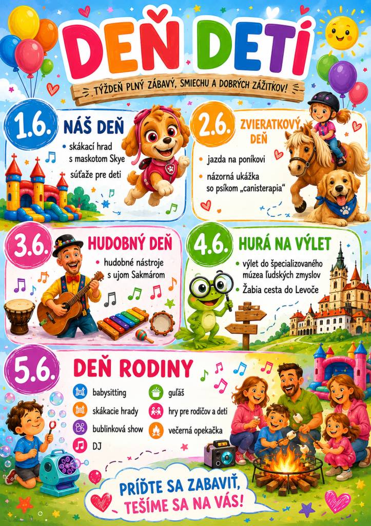 Termín konania akcií:    Od 1.6.2026 do 5.6.2026