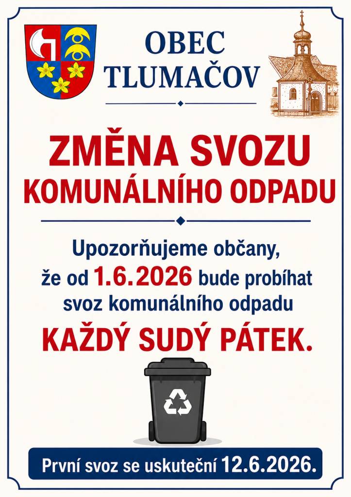 Změna svozu komunálního odpadu od 1.6.2026