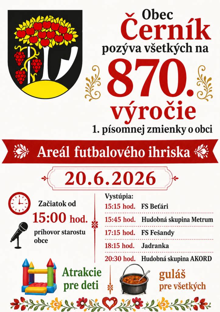 Pozvánka na oslavy výročia založenia obce