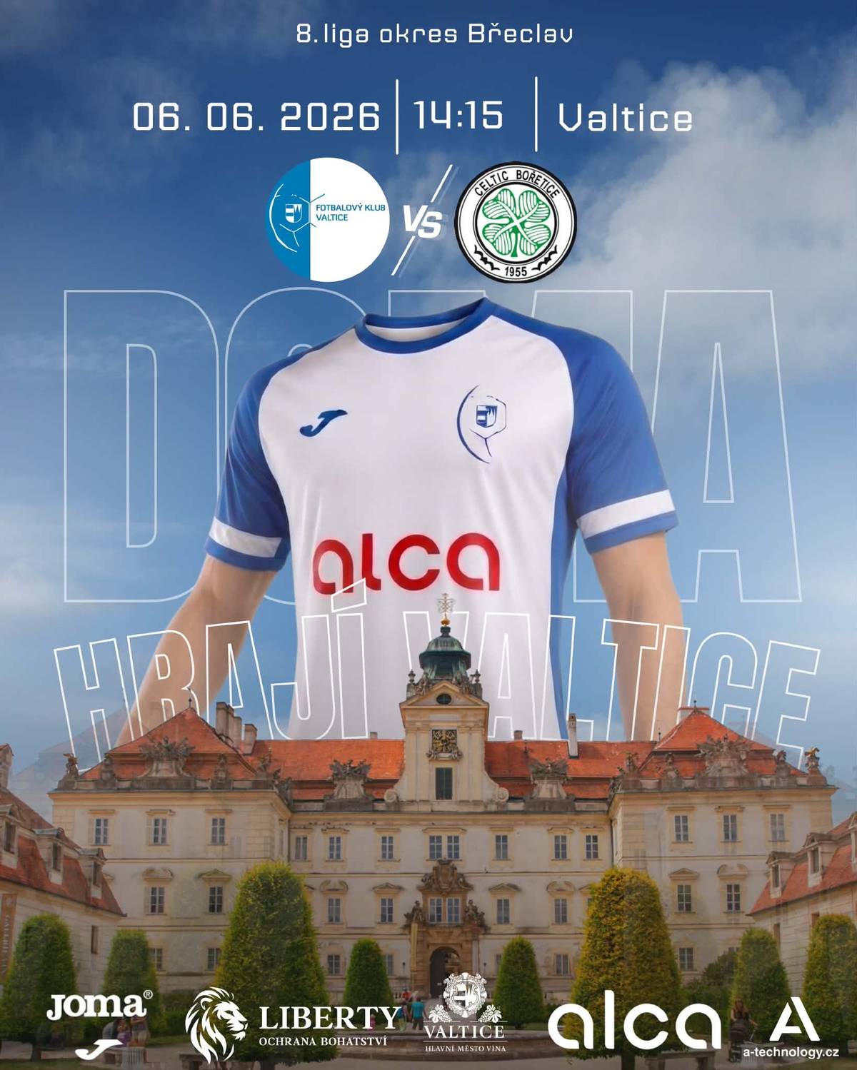 FK Valtice zve své příznivce na poslední domácí utkání sezóny v Okresním přeboru proti týmu TJ Sokol Bořetice. ⚽ sobota 6. 6. 2026 14:15 FK VALTICE - TJ Sokol Bořetice Přijďte podpořit a povzbudit naše hráče! Budeme se těšit, občerstvení zajištěno. 🍺  Svůj poslední zápas sezóny odehraje také dorost, viz program.  ❗️Jelikož v areálu probíhají práce na kabinách, dbejte prosím zvýšené bezpečnosti!
