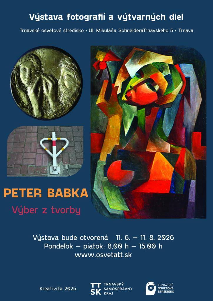 Obec Biely Kostol srdečne pozýva všetkých obyvateľov a priaznivcov kultúry na autorskú výstavu fotografií a výtvarných diel, ktorej autorom je občan našej obce pán Peter Babka. Výstava sa uskutoční v Trnavskom osvetovom centre v Trnave od 11.06.2026 do 11.08.2026.