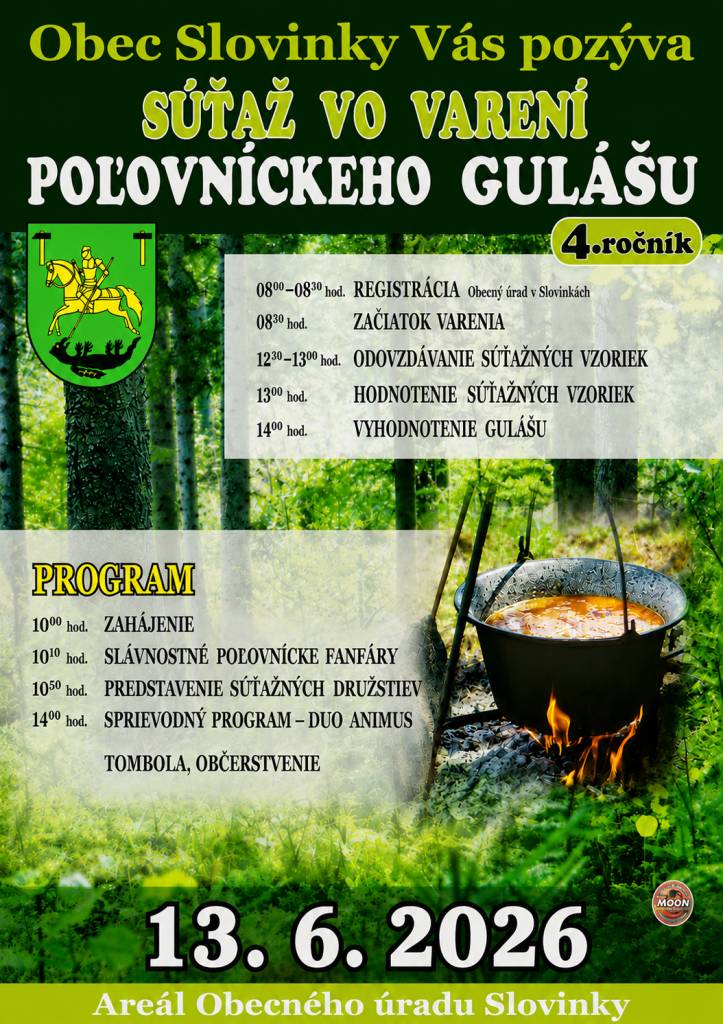 Obec Slovinky Vás pozýva na Suťaž vo varení poľovníckeho gulášu