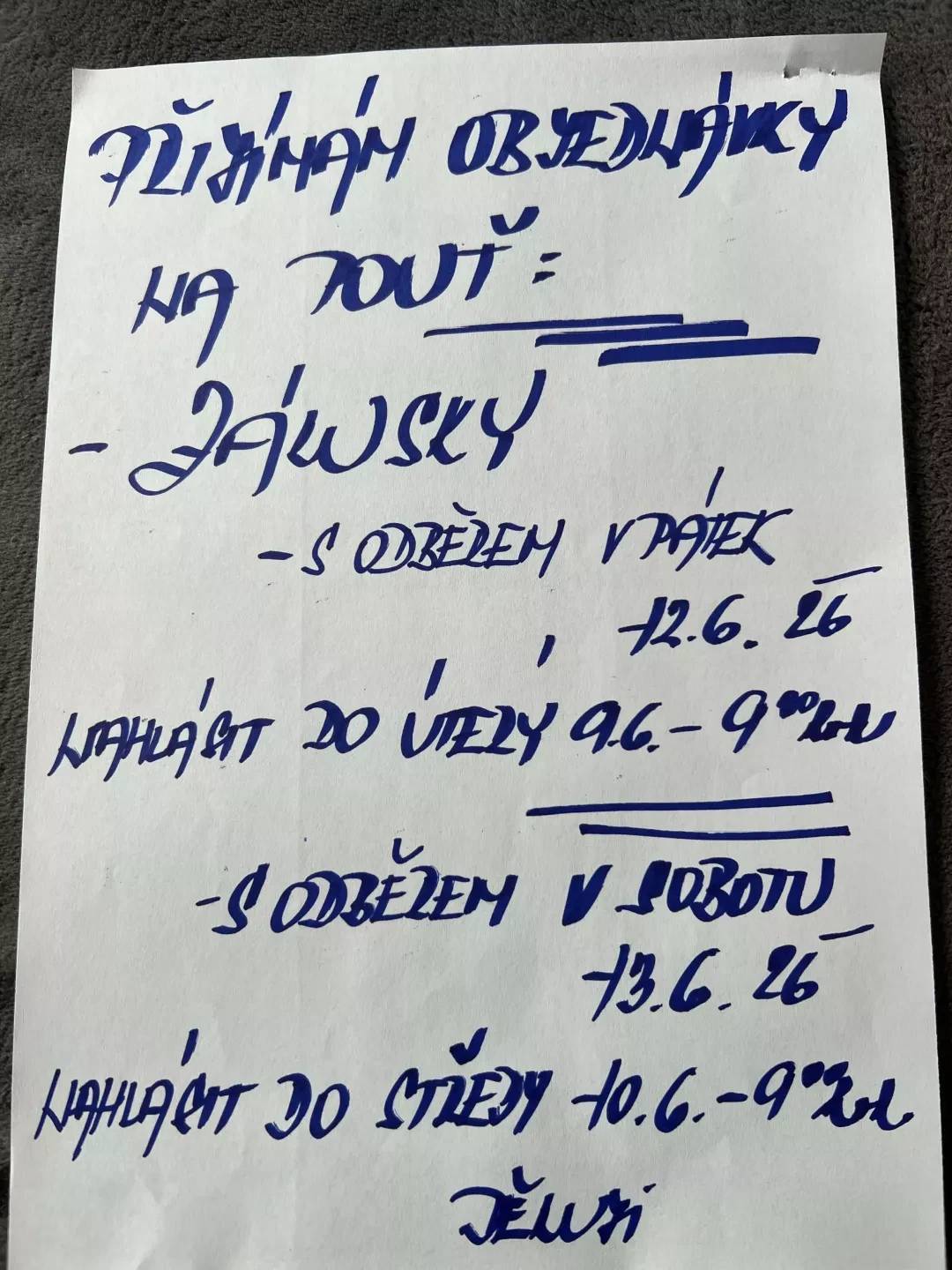 Vedoucí prodejny COOP  oznamuje zákazníkům, že od pondělí 8.6.2026 bude prodejna v Černé znovu otevřena v běžné prodejní době.Zákazníci si mohou od pondělí rovněž objednávat zboží (zákusky, saláty, pečivo,...) na pouť. Viz níže.               Těším se na návštěvu! JK