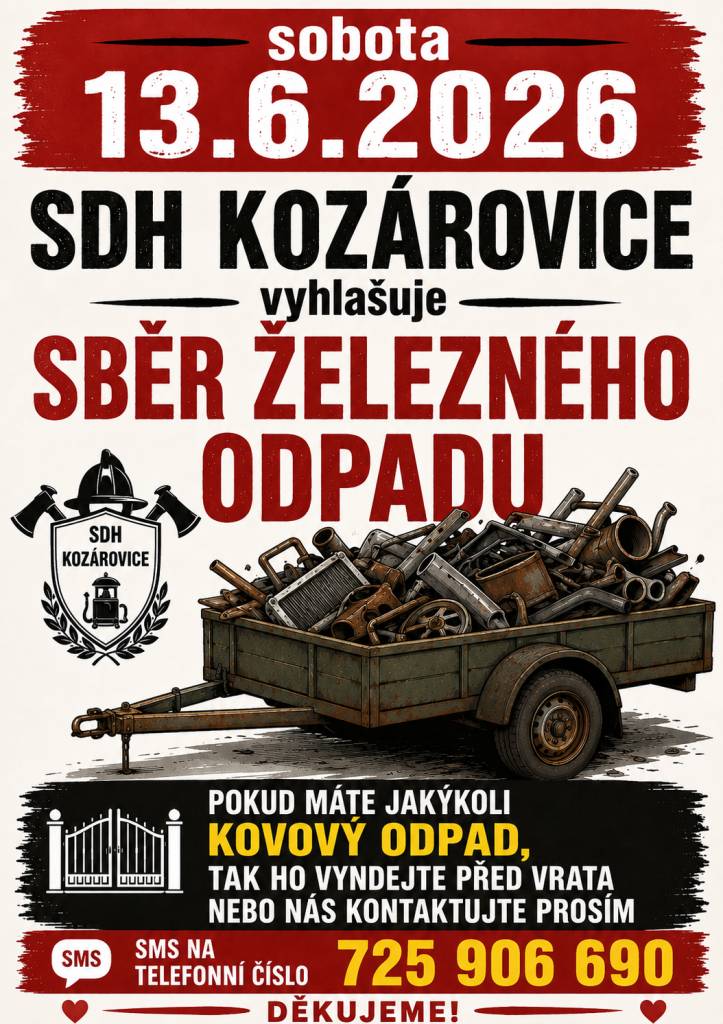 kdy: 13.6.2026   čas: od 9:00  za veškerý odpad předem děkujeme
