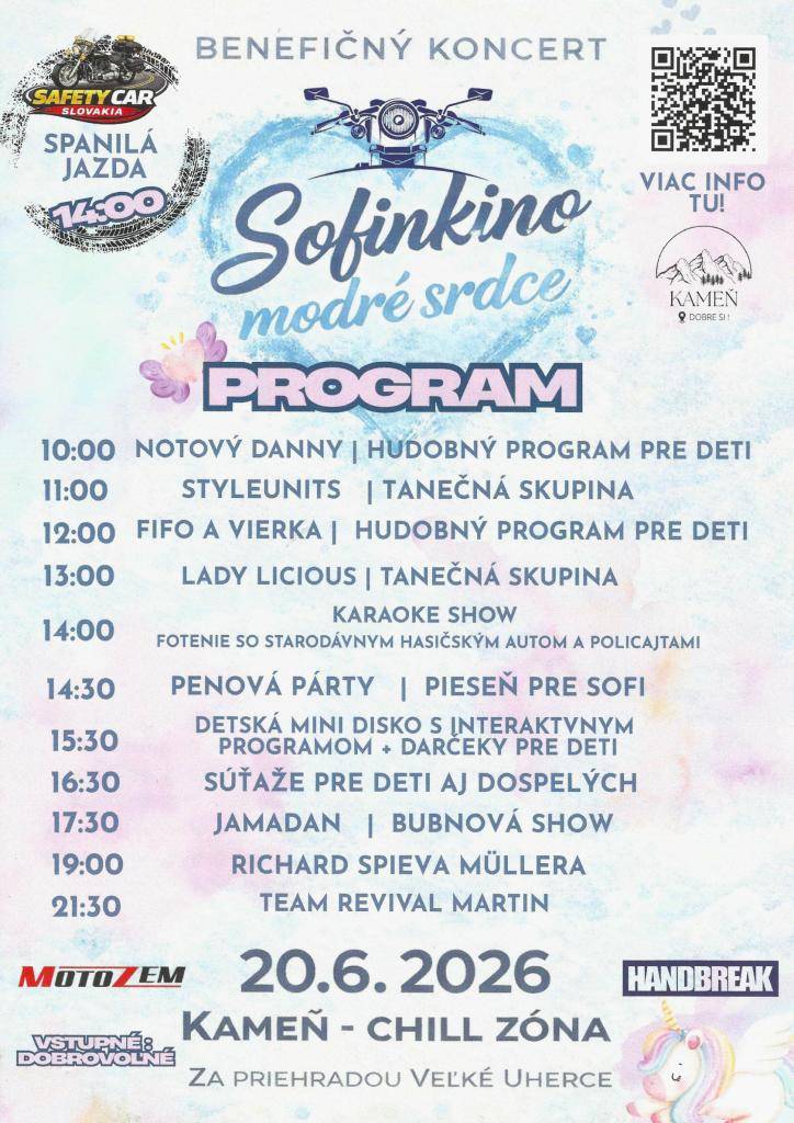 Benefičný koncert sa bude konať dňa 20.6.2026 za priehradou Veľké Uherce.
