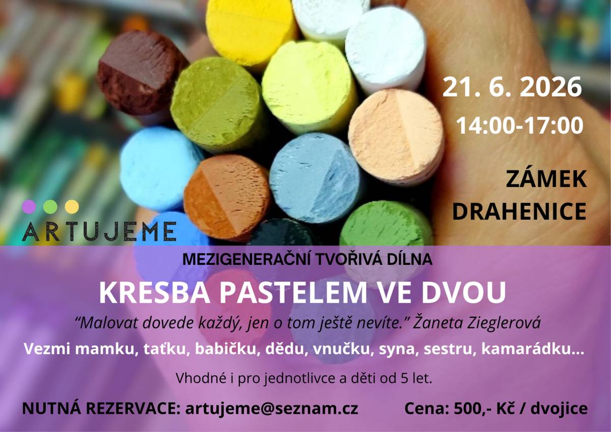 Dovolujeme si Vás oslovit jménem spolku ARTujeme, z. s. z Drahenic, který se zaměřuje na rozvoj kulturního života v regionech. Naším cílem je zpřístupňovat kvalitní umění i mimo velká města, propojovat generace a vytvářet prostor pro sdílení zkušeností napříč uměleckými obory.