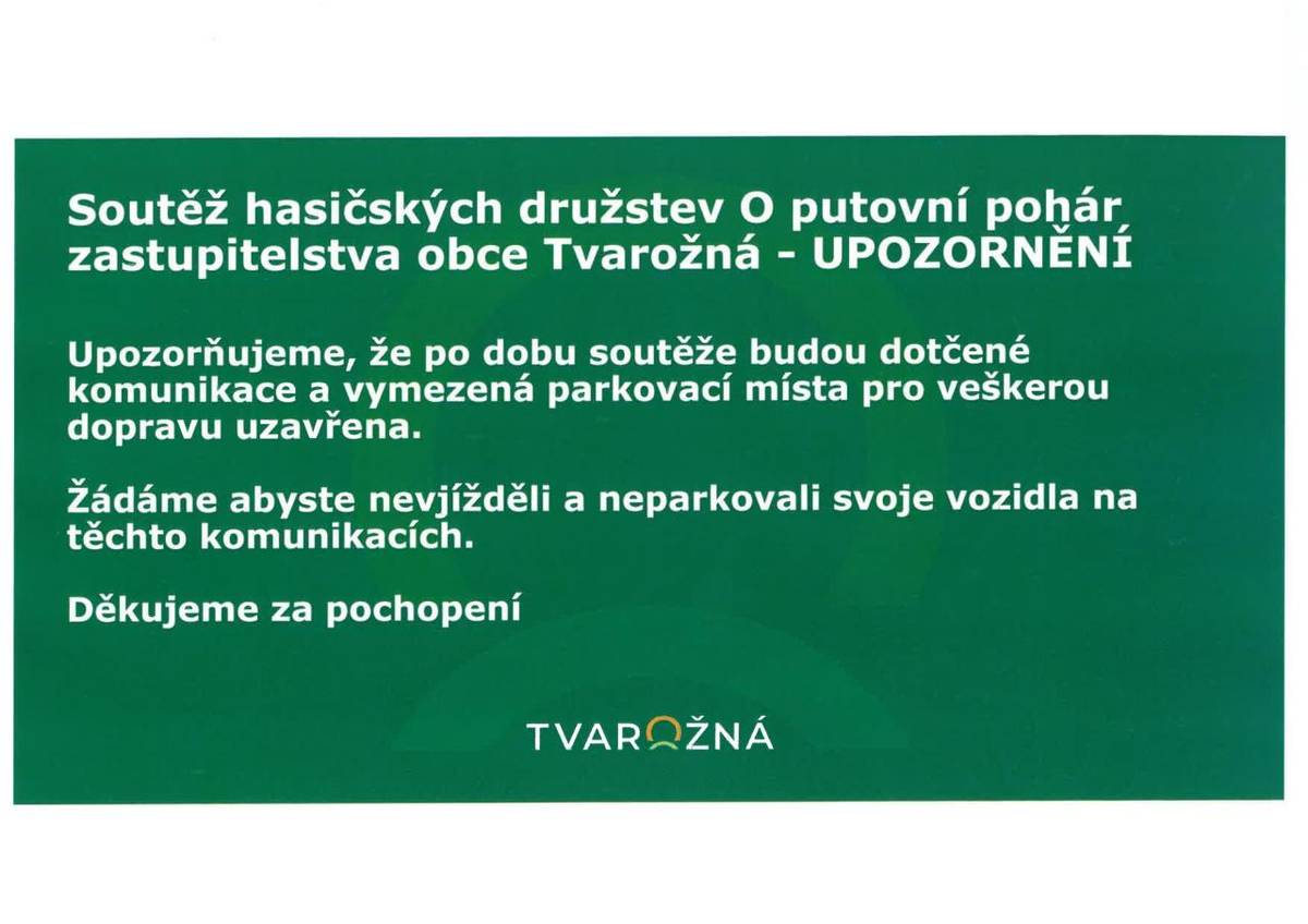 Uzavření dotčené komunikace a parkovacích míst v neděli 7. června.