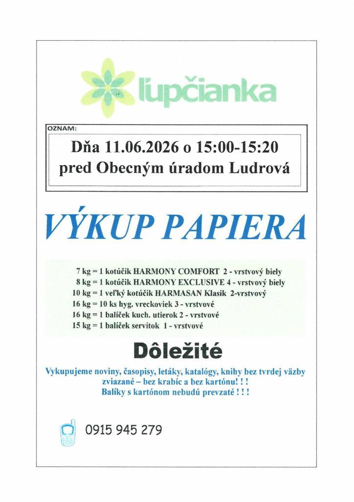 Výkup papiera 11.06.2026