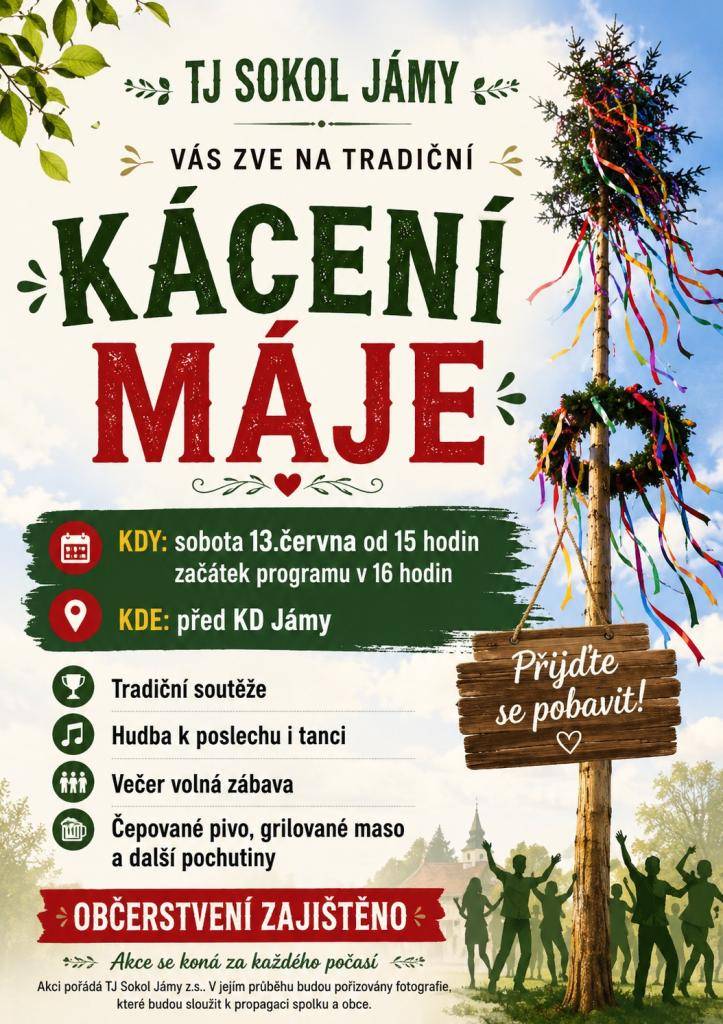 Tradiční kácení máje v Jámách