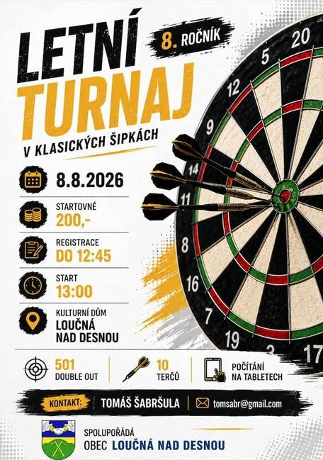 > 8.8.2026, registrace do 12:45 hod., start 13:00 hodin  > Kulturní dům Loučná nad Desnou  > startovné 200,-Kč  > kontakt Tomáš Šabršula, tomsabr@gmail.com